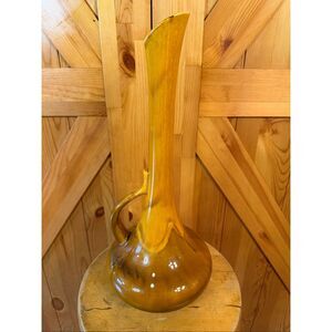 Royal Haeger Mid-Century Brown Yellow Drip Glaze Pottery Vase (7292) Read